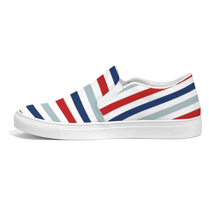 Womens Sneakers - Canvas Slip On Shoes Red White Blue Striped Print - Womens