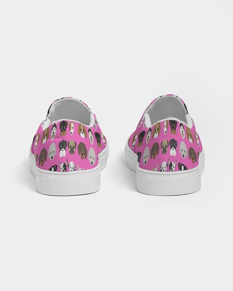 Womens Sneakers - Canvas Slip Ons Pink Doggie Love Print - Womens | Sneakers