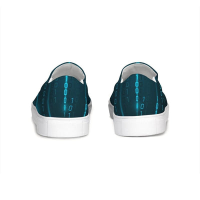 Womens Sneakers - Green Digital Code Style Low Top Slip-on Canvas Shoes - Womens