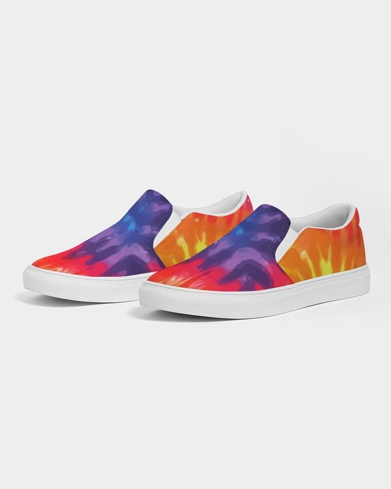 Womens Sneakers - Peace & Love Tie-dye Style Low Top Slip-on Canvas Shoes