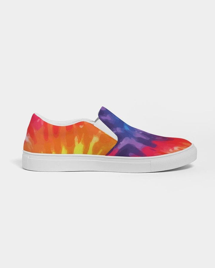 Womens Sneakers - Peace & Love Tie-dye Style Low Top Slip-on Canvas Shoes