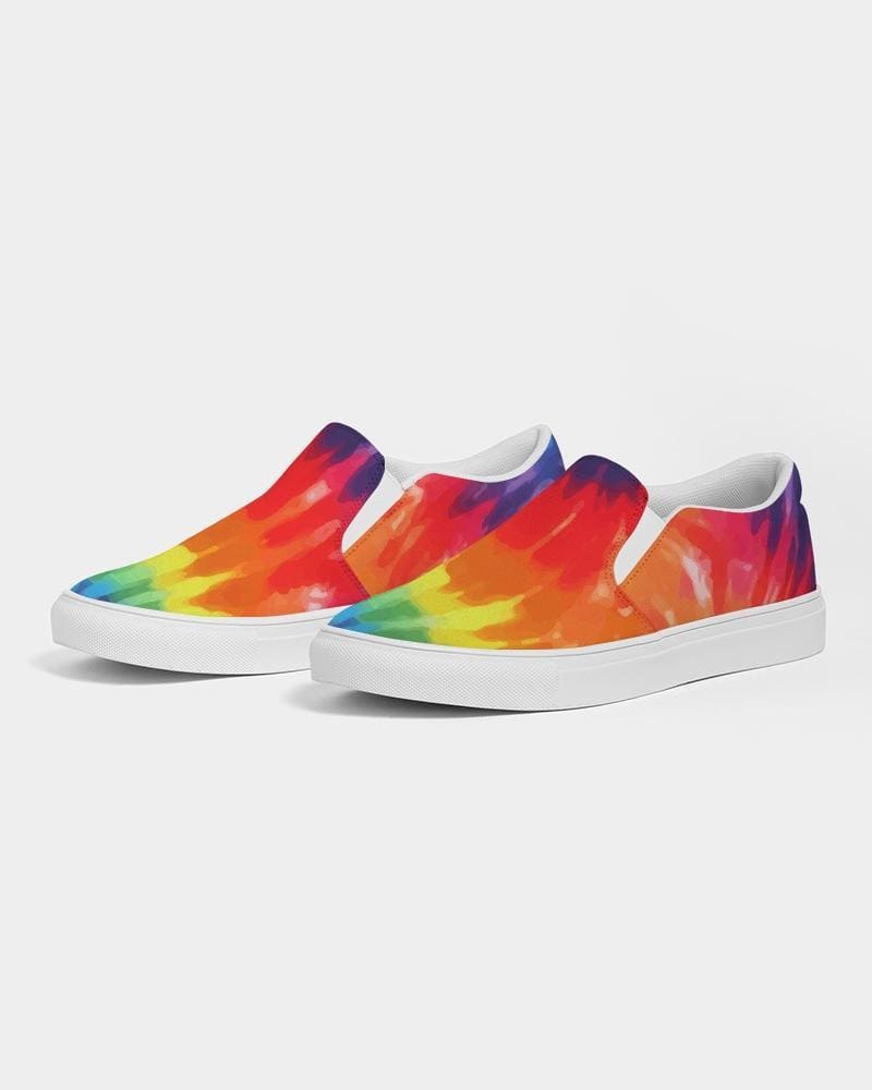 Womens Sneakers - Peace & Love Tie-dye Style Low Top Slip-on Canvas Shoes