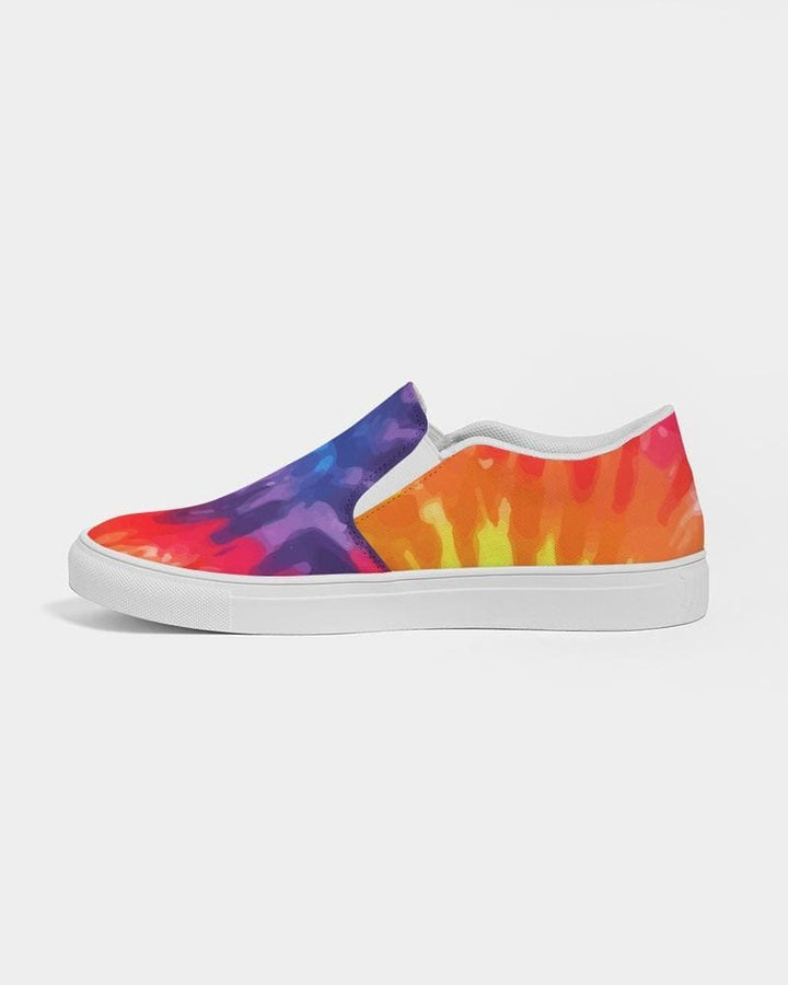 Womens Sneakers - Peace & Love Tie-dye Style Low Top Slip-on Canvas Shoes