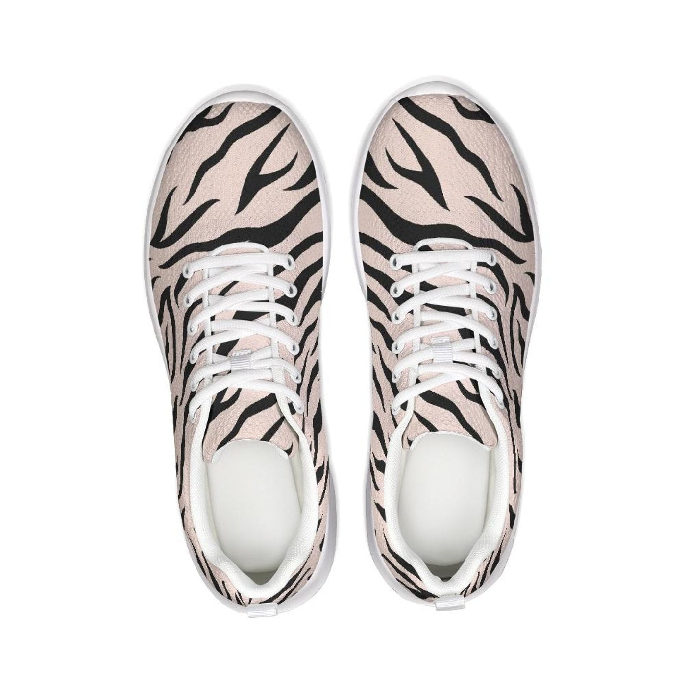 Womens Sneakers - Pink And Black Zebra Stripe Canvas Sports Shoes / Running
