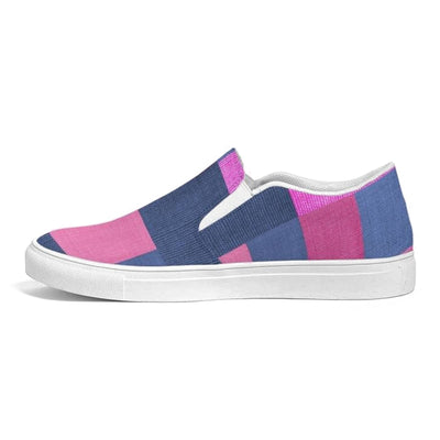 Womens Sneakers - Pink & Blue Geometric Print Slip-on Canvas Shoes - Womens |