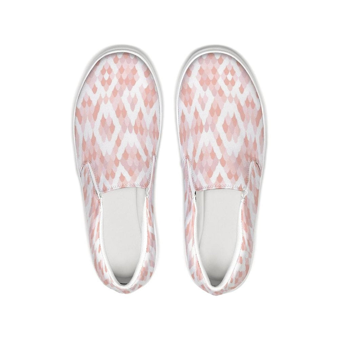 Womens Sneakers - Pink & White Low Top Slip-on Canva Shoes - Womens | Sneakers