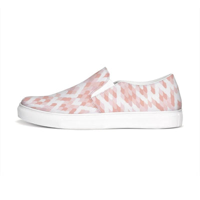 Womens Sneakers - Pink & White Low Top Slip-on Canva Shoes - Womens | Sneakers