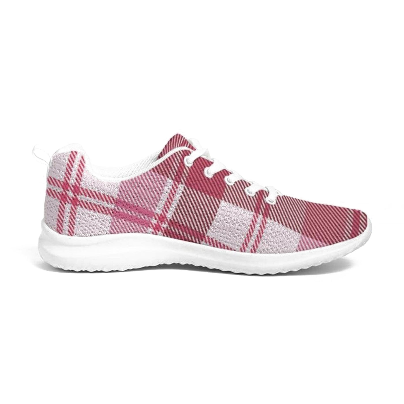 Womens Sneakers - Pink and White Plaid Running Sports Shoes - Womens | Sneakers