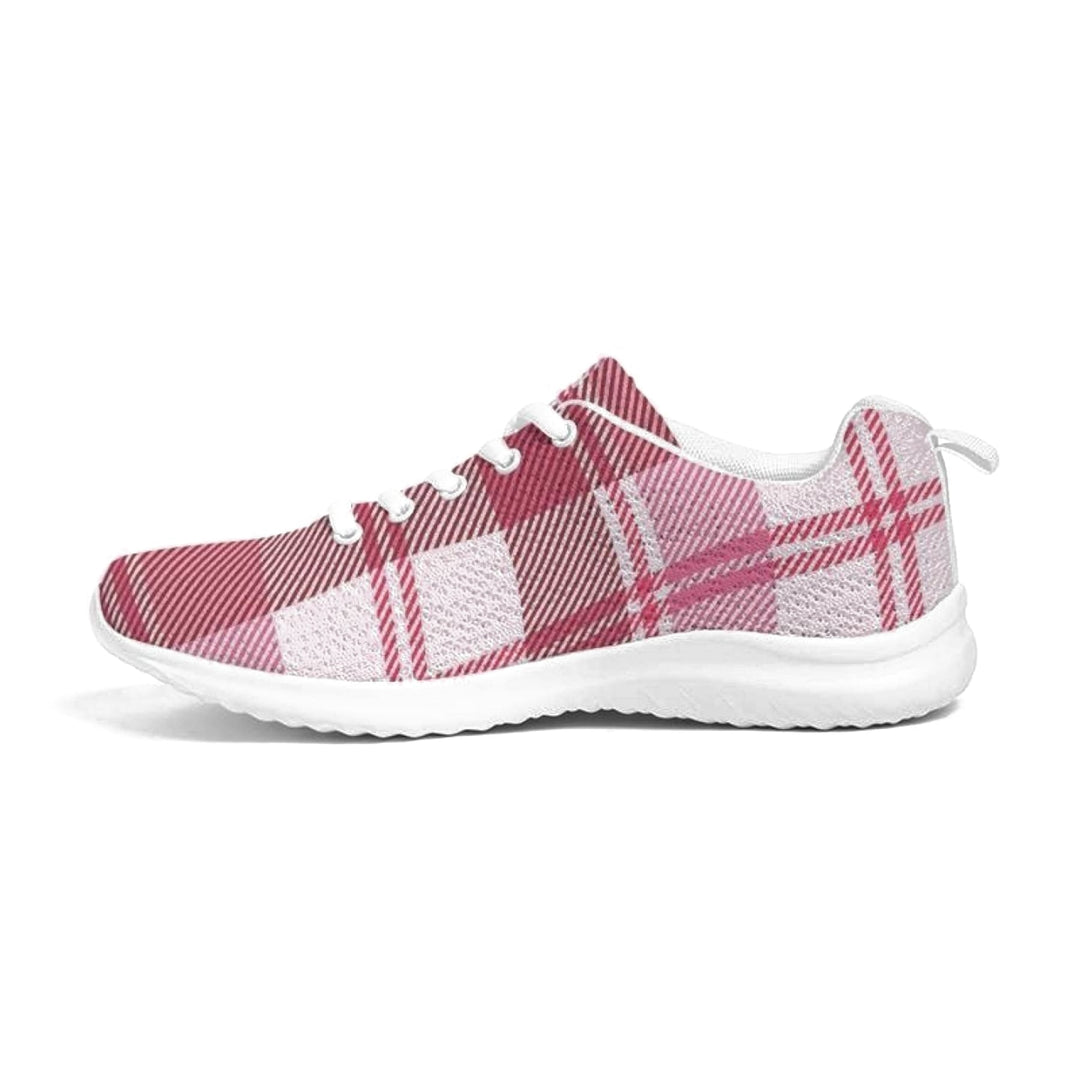 Womens Sneakers - Pink and White Plaid Running Sports Shoes - Womens | Sneakers