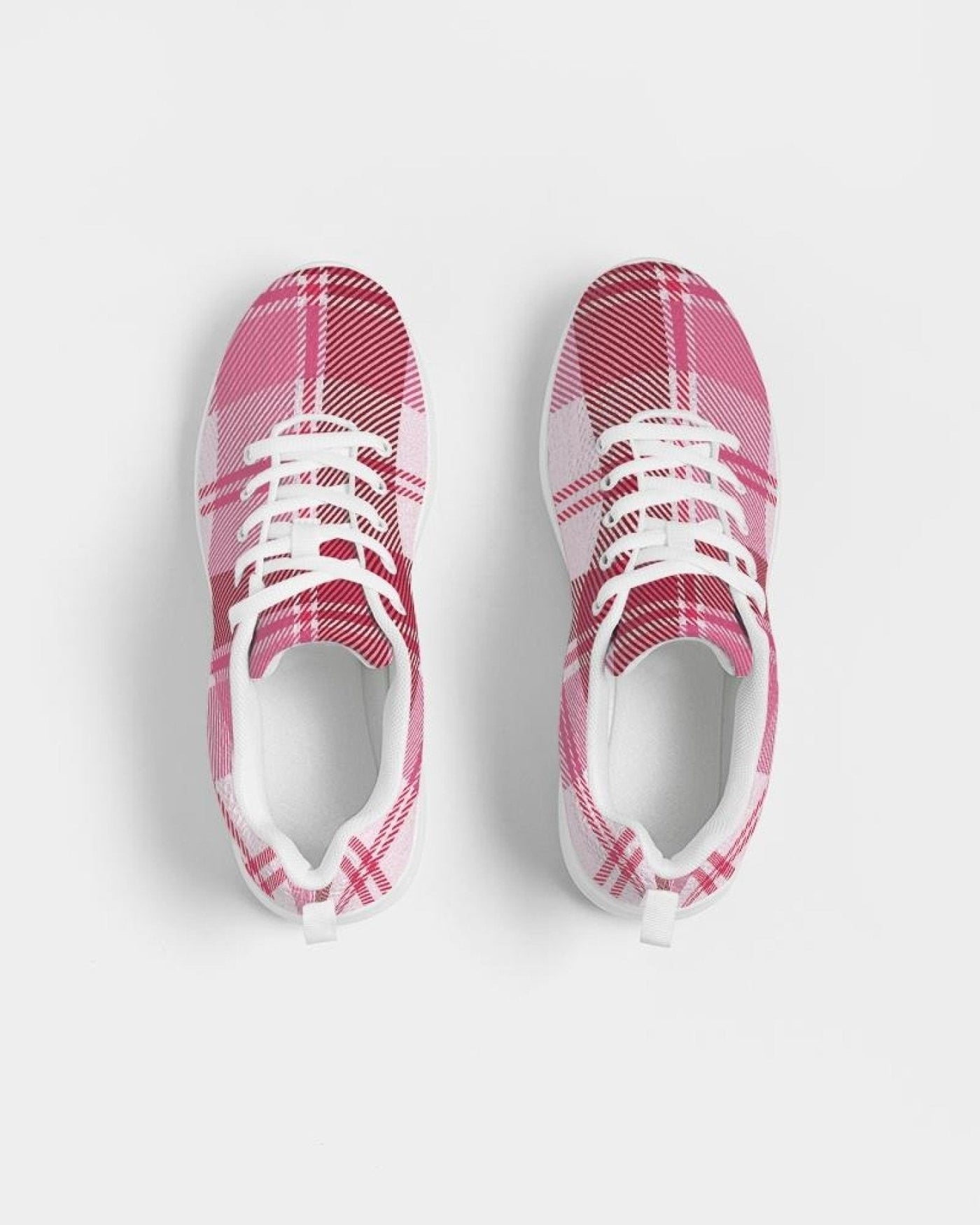 Womens Sneakers - Pink and White Plaid Running Sports Shoes - Womens | Sneakers