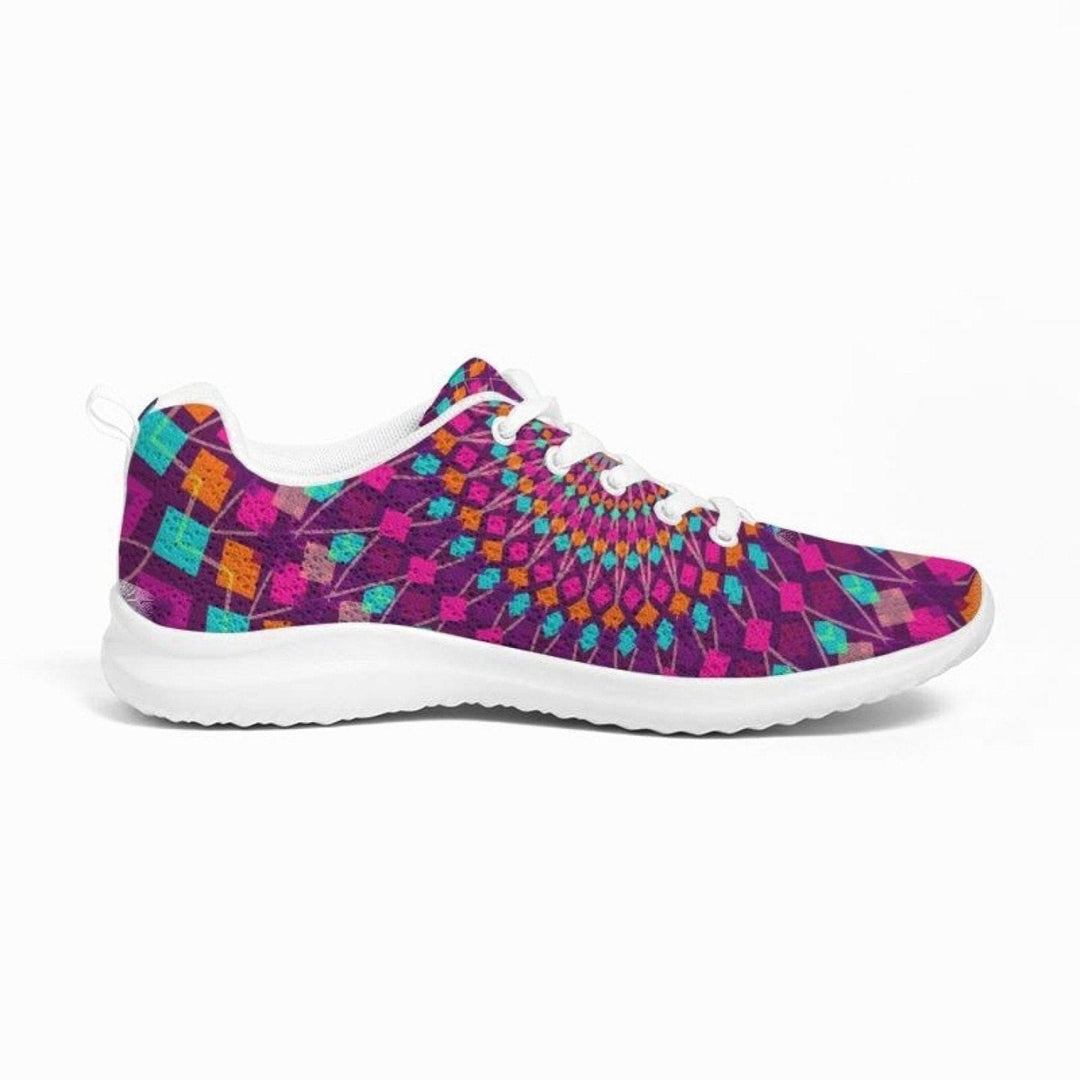 Womens Sneakers - Purple Kaleidoscope Style Canvas Sports Shoes / Running