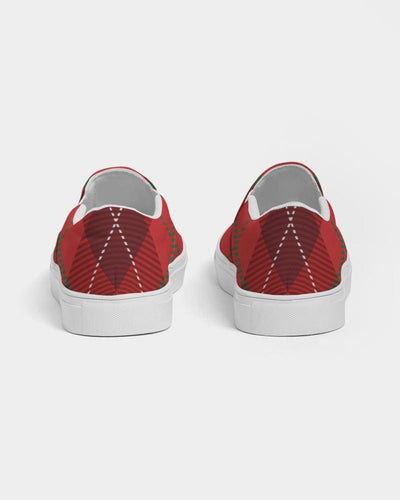Womens Sneakers - Red Plaid Canvas Sports Shoes / Slip-on - Womens | Sneakers