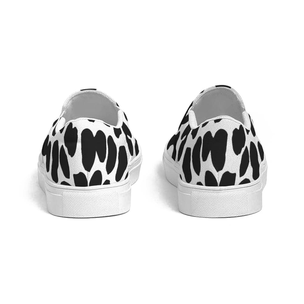 Womens Sneakers - Slip On Canvas Shoes Black And White Leopard Print - Womens