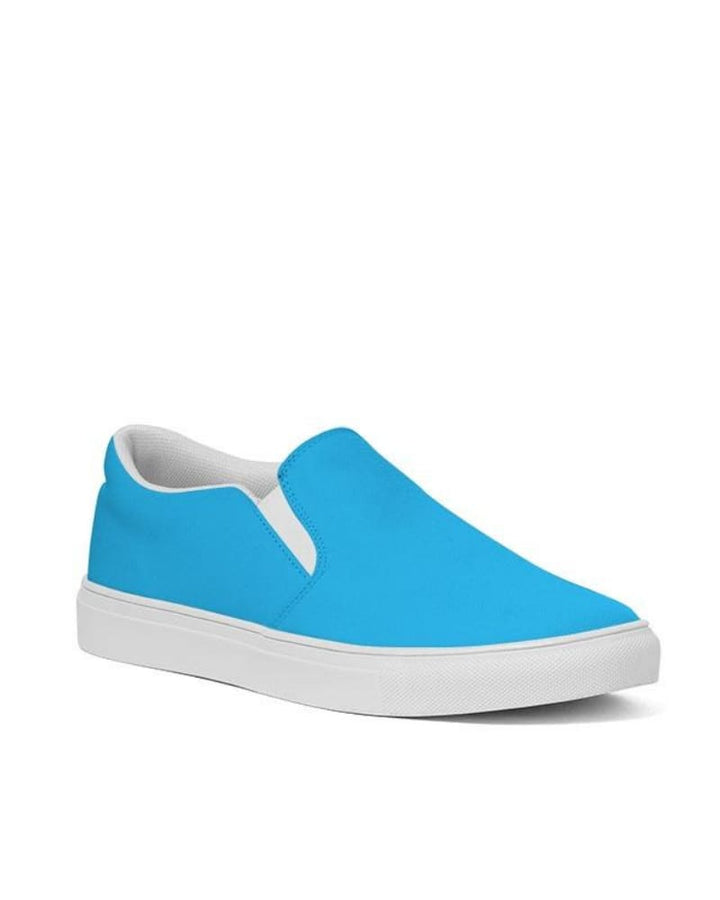 Womens Sneakers - Vibrant Blue Low Top Slip-on Canvas Sports Shoes - Womens