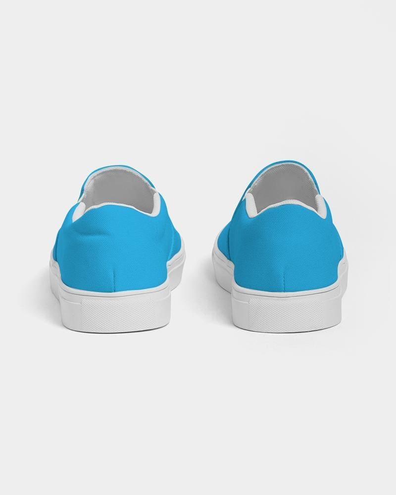 Womens Sneakers - Vibrant Blue Low Top Slip-on Canvas Sports Shoes - Womens