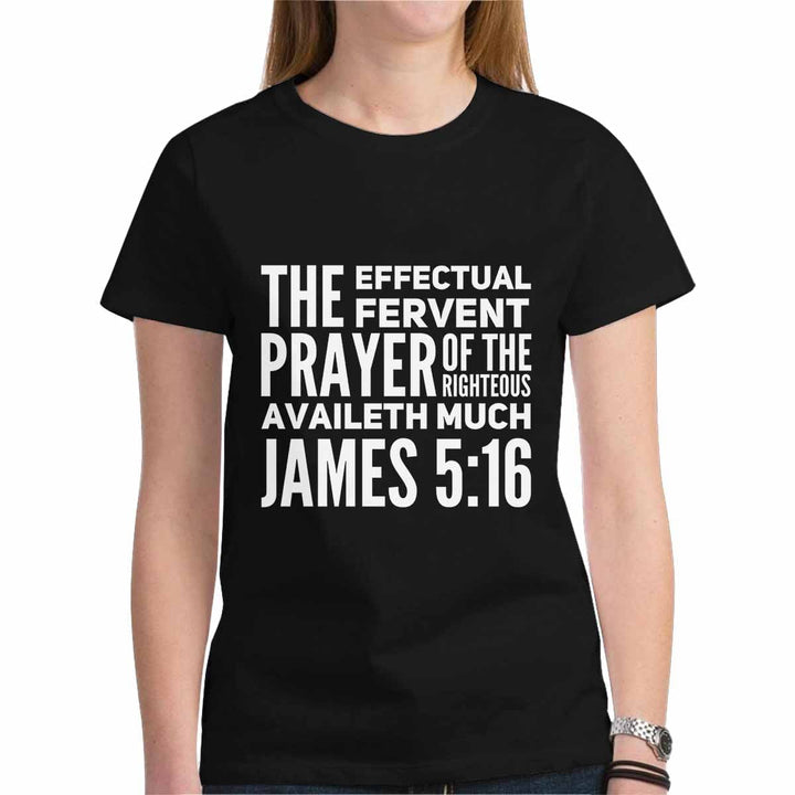 Womens T-shirt James 5:16 - Black Graphic Tee - Womens | T-Shirts