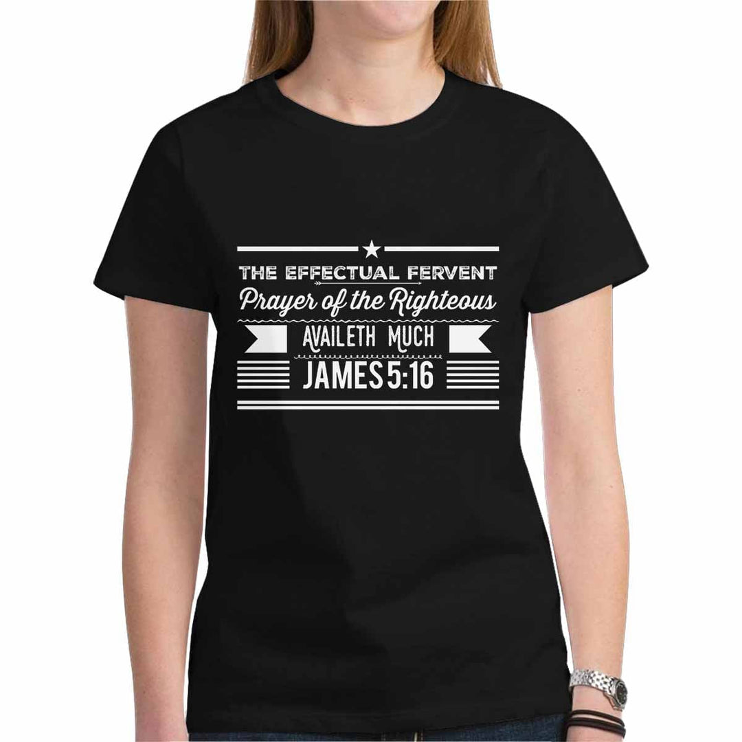 Womens T-shirt James 5:16 - Black Graphic Tee - Womens | T-Shirts