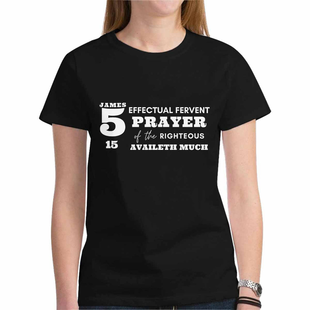 Womens T-shirt James 5:16 - Black Graphic Tee - Womens | T-Shirts