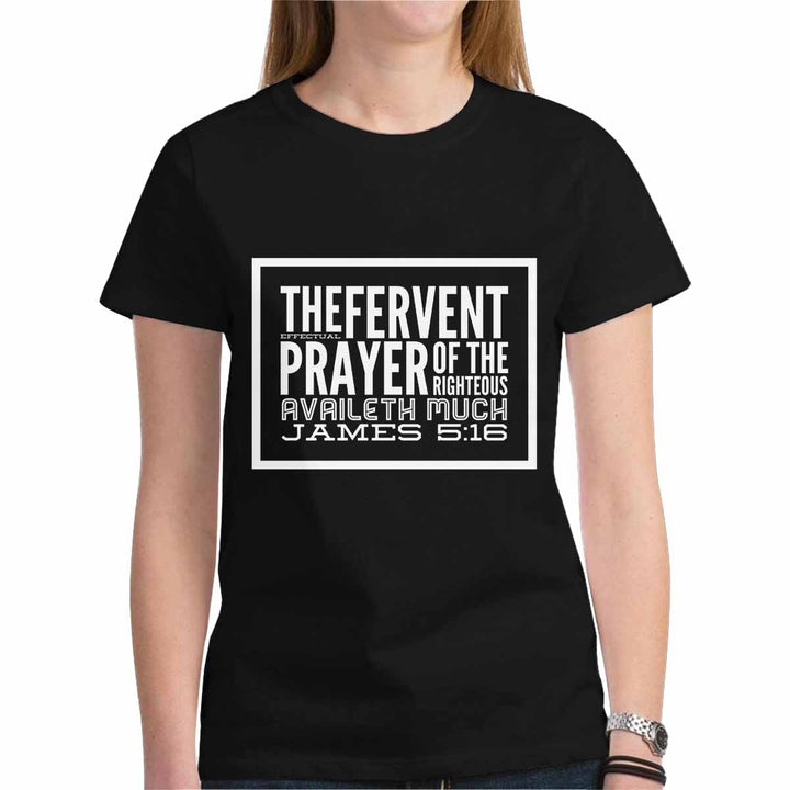 Womens T-shirt James 5:16 - Black Graphic Tee - Womens | T-Shirts