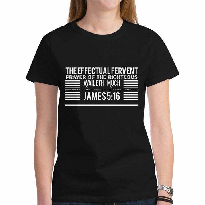 Womens T-shirt James 5:16 - Black Graphic Tee - Womens | T-Shirts