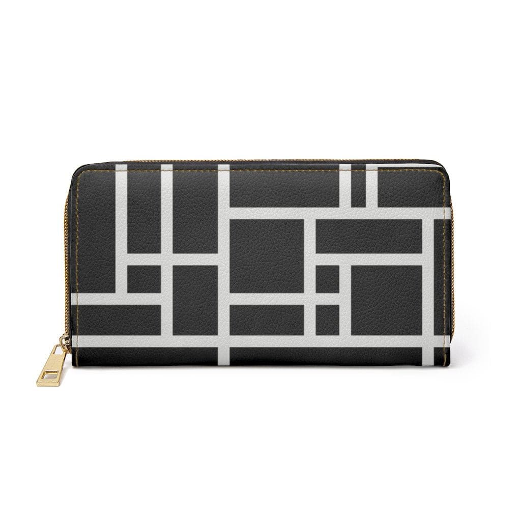 Womens Wallet - Zip Purse Black And White Colorblock - Bags | Zipper Wallets
