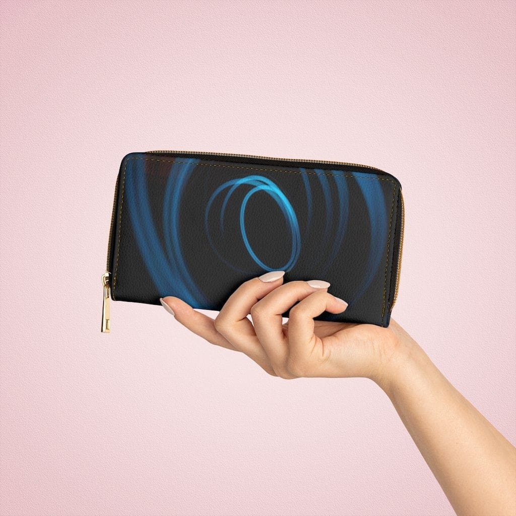 Womens Wallet Zip Purse Black & Blue Swirl - Bags | Zipper Wallets