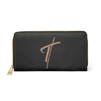 Womens Wallet Zip Purse Black & Light Brown Cross - Bags | Zipper Wallets