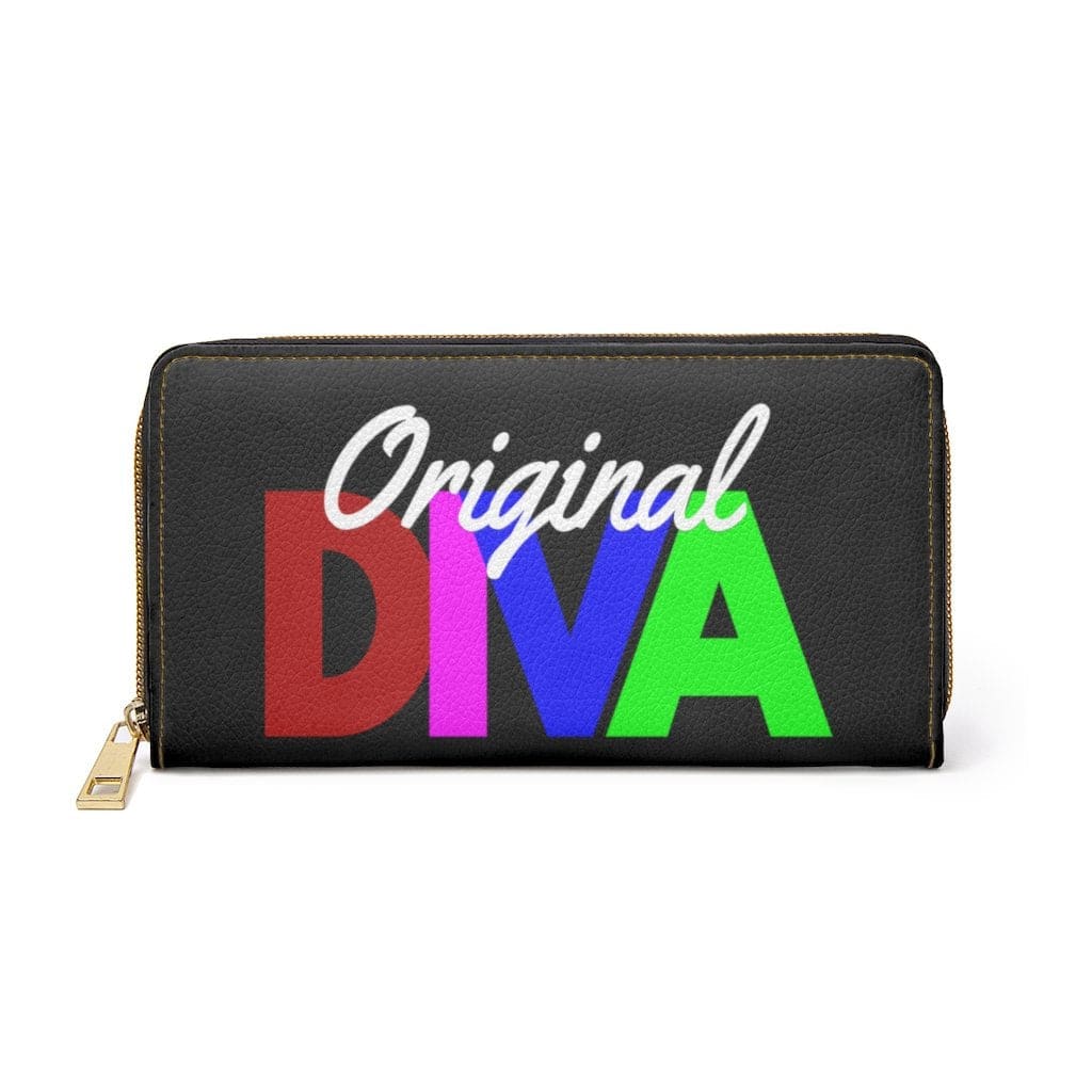 Womens Wallet - Zip Purse - Black Multicolor Original Diva - Bags/Zipper Wallets