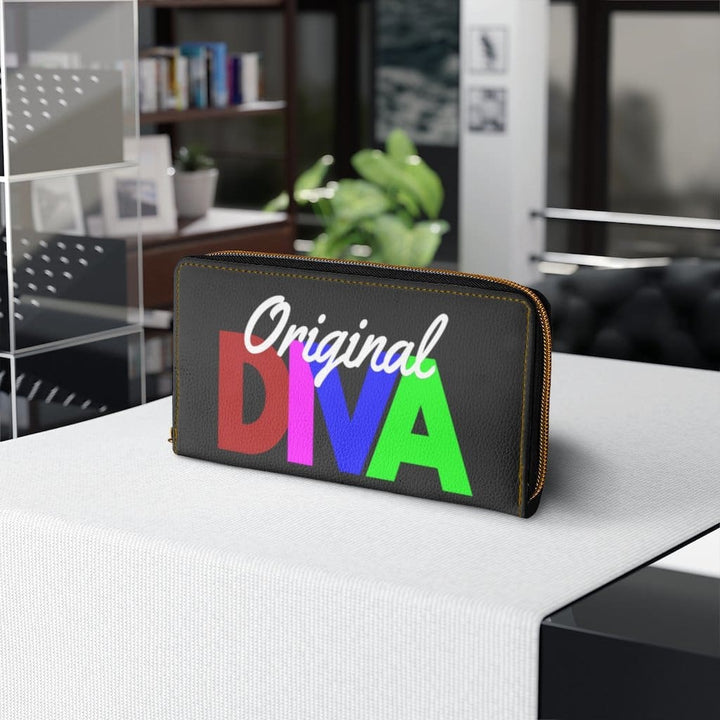 Womens Wallet - Zip Purse - Black Multicolor Original Diva - Bags/Zipper Wallets