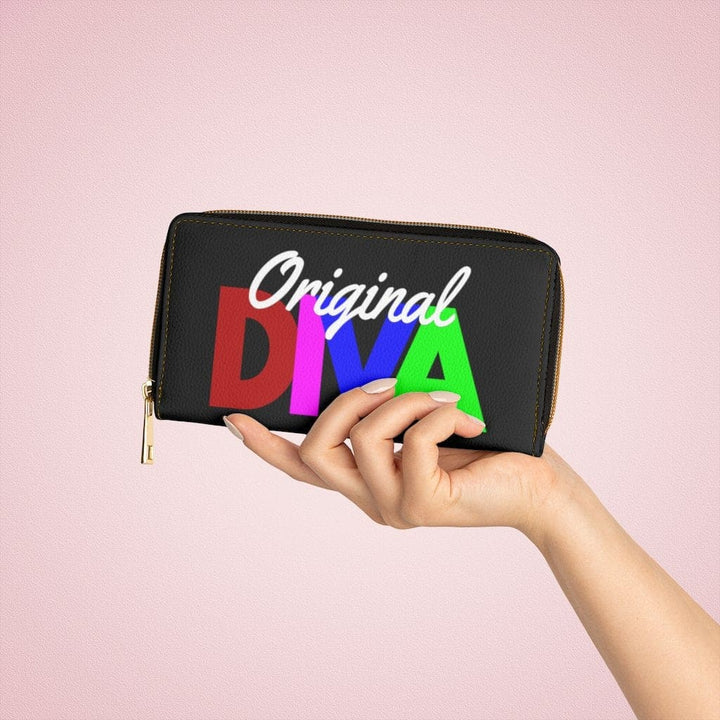 Womens Wallet - Zip Purse - Black Multicolor Original Diva - Bags/Zipper Wallets