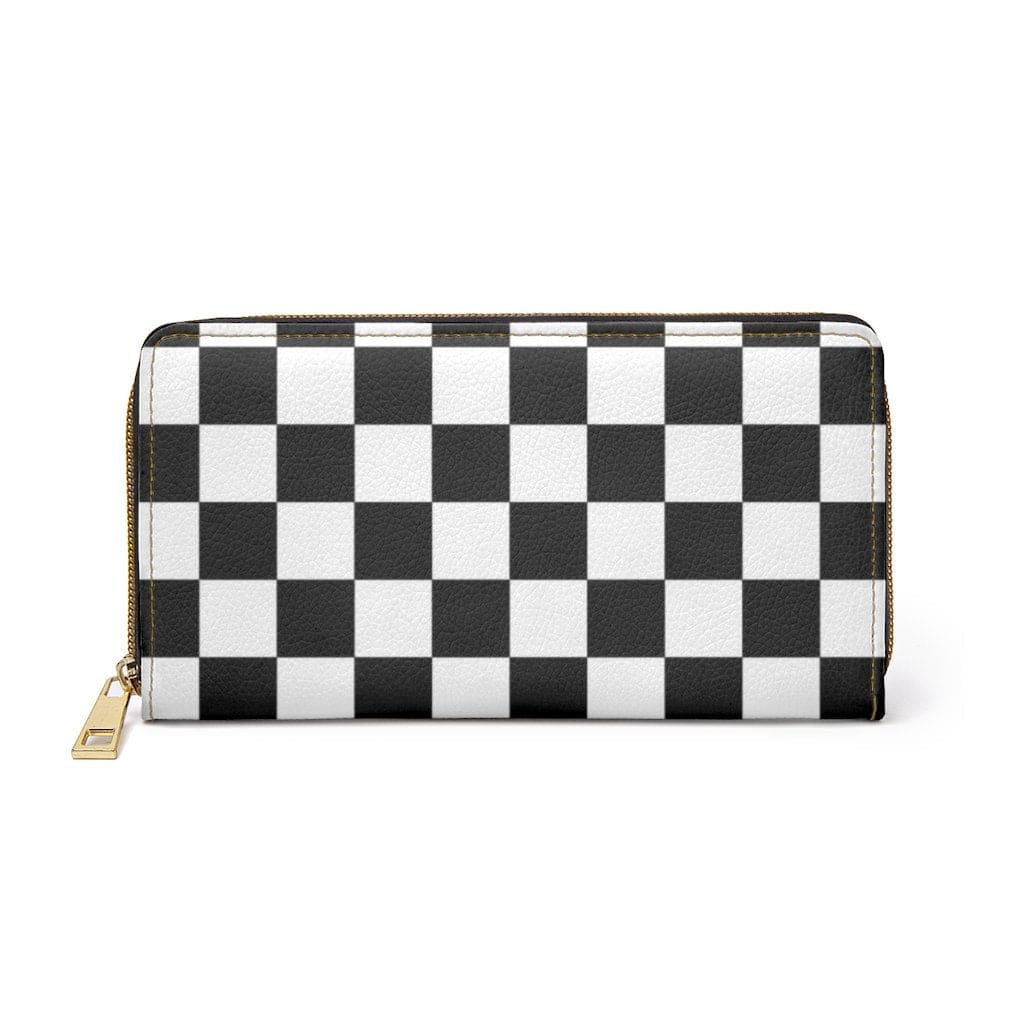 Womens Wallet - Zip Purse - Black and White Checker - Bags/Zipper Wallets