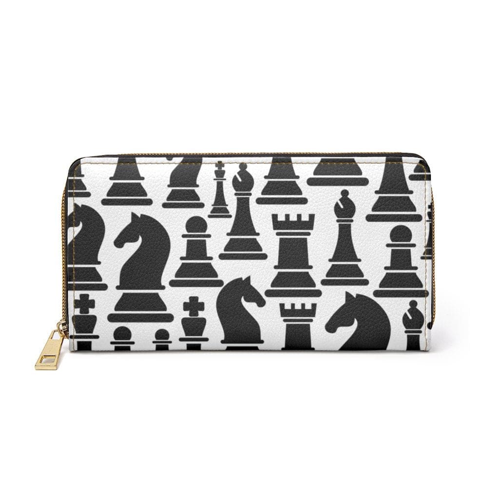 Womens Wallet - Zip Purse - Black and White Chess - Bags/Zipper Wallets