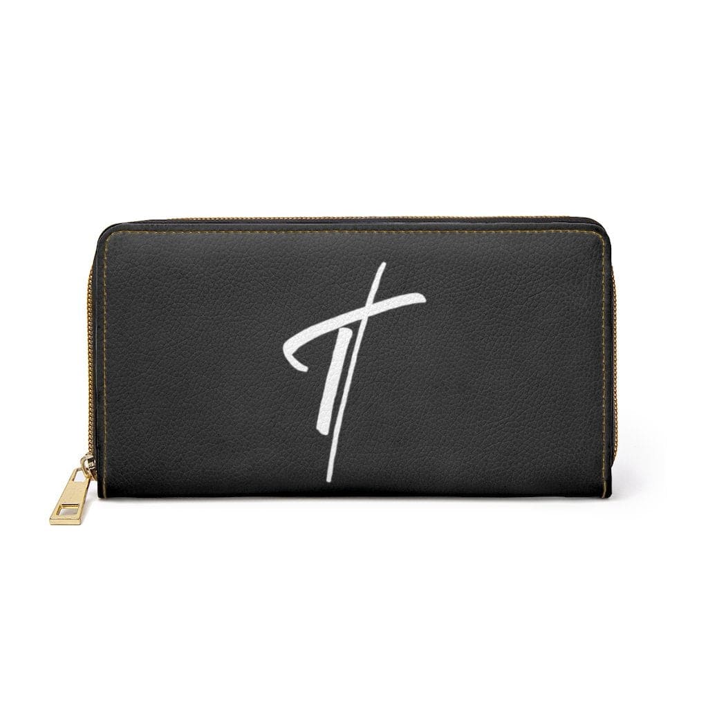 Womens Wallet Zip Purse Black & White Cross - Bags | Zipper Wallets