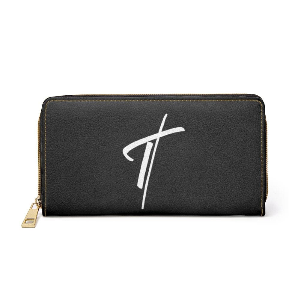 Womens Wallet Zip Purse Black & White Cross - Bags | Wallets