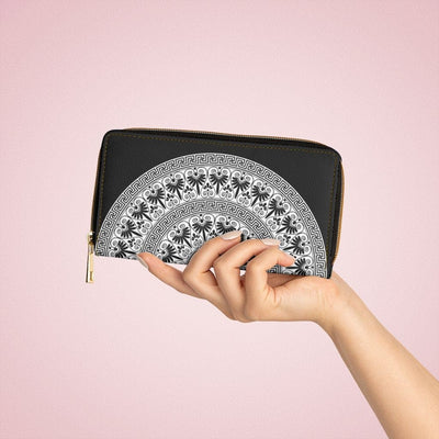 Womens Wallet Zip Purse Black & White Geometric Aztec - Bags | Zipper Wallets