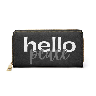 Womens Wallet Zip Purse Black & White Hello Peace - Bags | Zipper Wallets