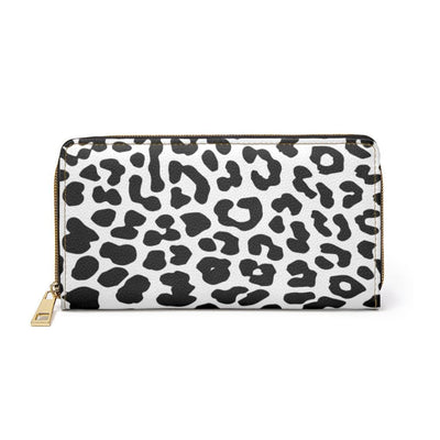 Womens Wallet Zip Purse Black & White Leopard - Bags | Wallets