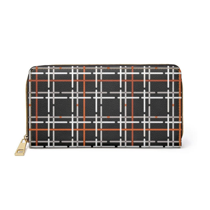 Womens Wallet - Zip Purse - Black and White Pin Stripe Tartan - Bags/Zipper