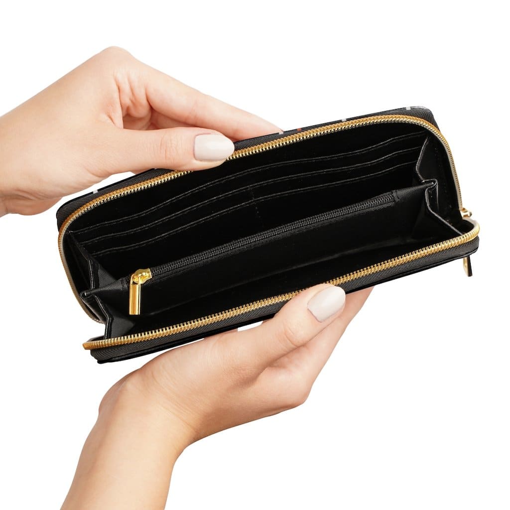 Womens Wallet Zip Purse Black & White Pin Stripe Tartan - Bags | Zipper Wallets