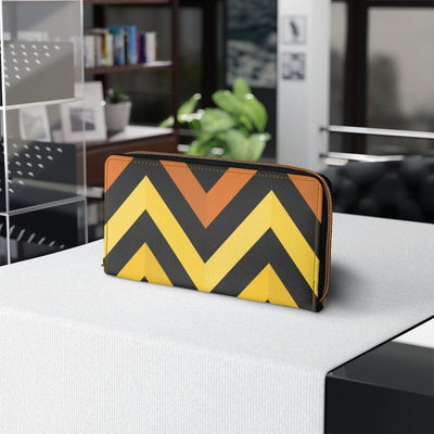 Womens Wallet Zip Purse Black & Yellow Geometric - Bags | Wallets