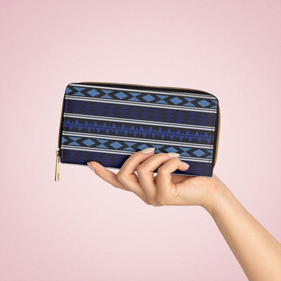Womens Wallet Zip Purse Blue Geometric Aztec H- - Bags | Wallets