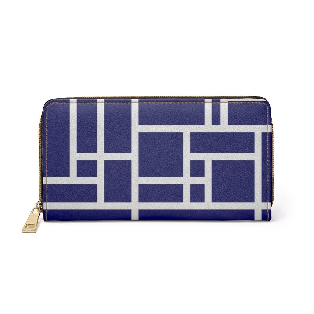 Womens Wallet - Zip Purse - Blue and White Colorblock - Bags/Zipper Wallets