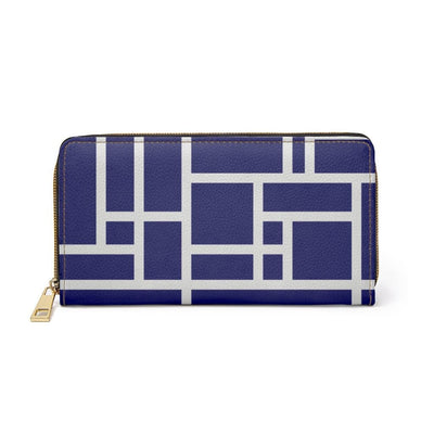 Womens Wallet Zip Purse Blue & White Colorblock - Bags | Zipper Wallets