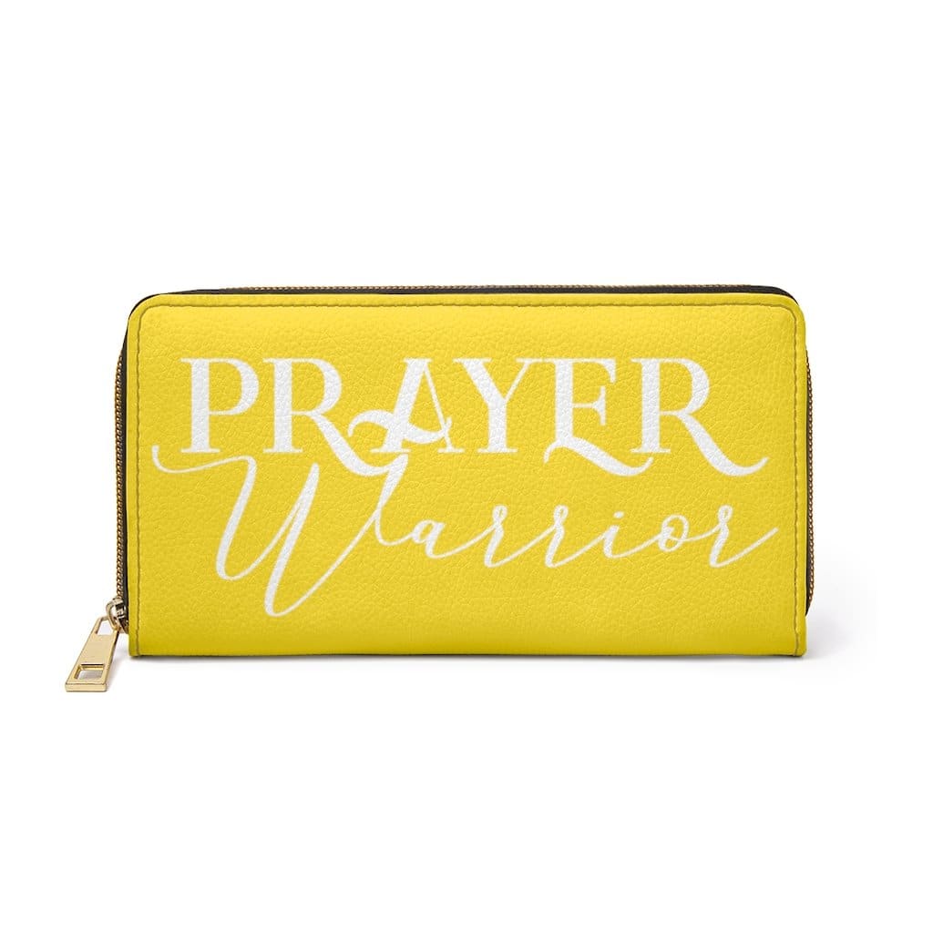 Womens Wallet - Zip Purse - Bright Yellow and White Prayer Warrior