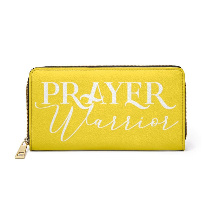 Womens Wallet - Zip Purse - Bright Yellow and White Prayer Warrior