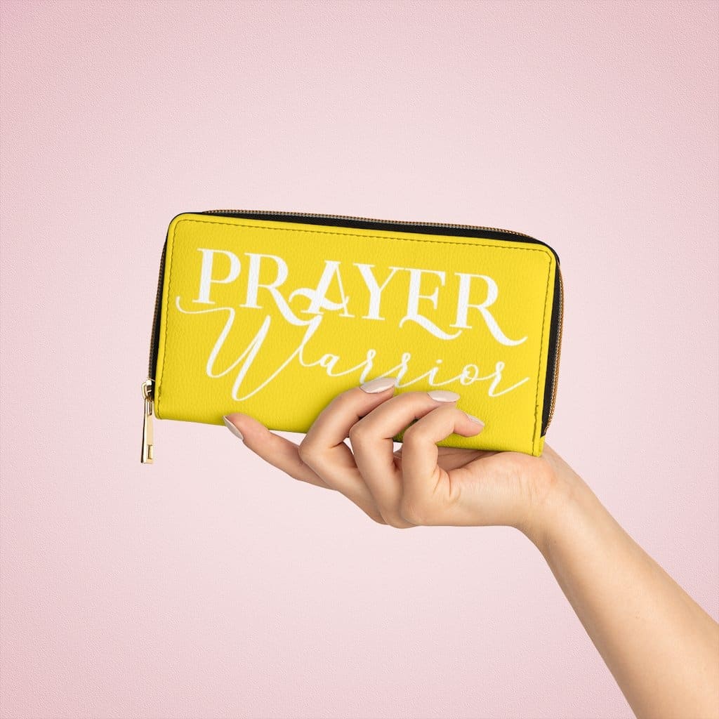 Womens Wallet Zip Purse Bright Yellow & White Prayer Warrior - Bags | Zipper