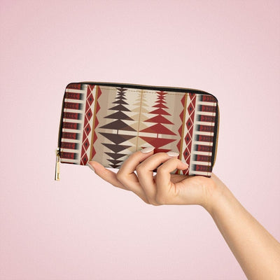 Womens Wallet Zip Purse Brown & Beige Aztec Geometric - Bags | Wallets