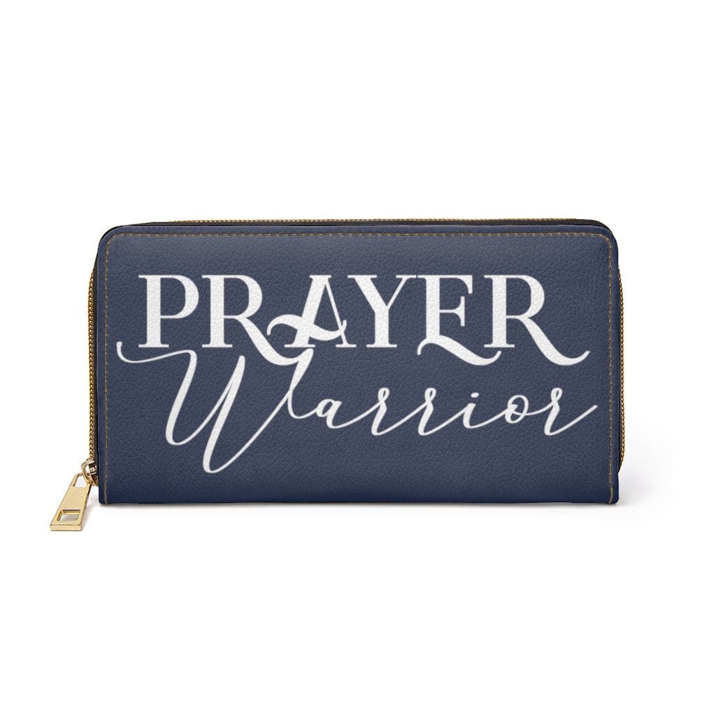 Womens Wallet Zip Purse Dark Blue & White Prayer Warrior - Bags | Wallets