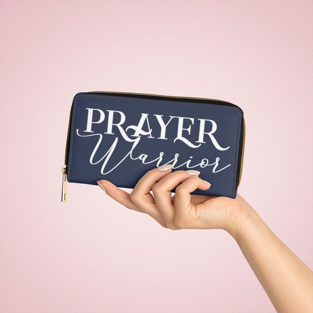 Womens Wallet Zip Purse Dark Blue & White Prayer Warrior - Bags | Wallets