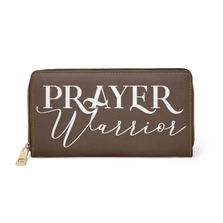 Womens Wallet - Zip Purse - Dark Brown and White Prayer Warrior - Bags/Zipper